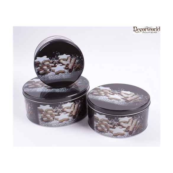 Fém kördoboz "X-mas" 13,5x7cm karácsonyi