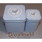 Doboz szögletes orgonás bádog 6,5x10cm krém-kék-lila