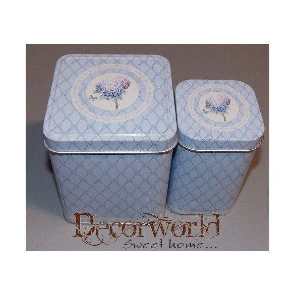 Doboz szögletes orgonás bádog 6,5x10cm krém-kék-lila