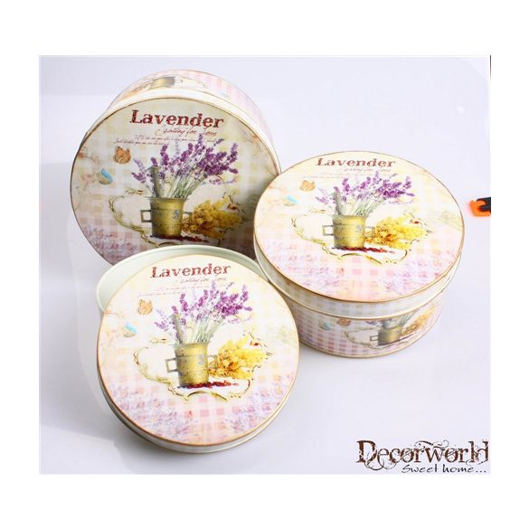 Bádog kördoboz "Lavender"  17x8,5cm