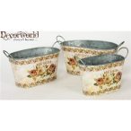 Bádog oválkaspó Rose Garden 18,5x11x10,5cm