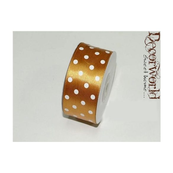 Szatén szalag pöttyös arany 38mm x 12yard