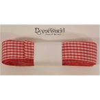 Textil szalag kockás piros 25mm/10y