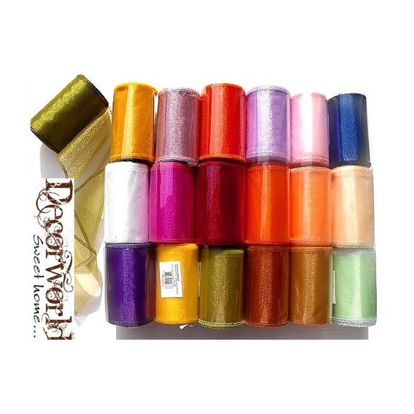 Szegett szélű organza 11cm/10m Világos moha zöld