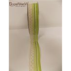   Textil szalag drótos csíkos-pöttyös zöld-fehér 25mmx10m