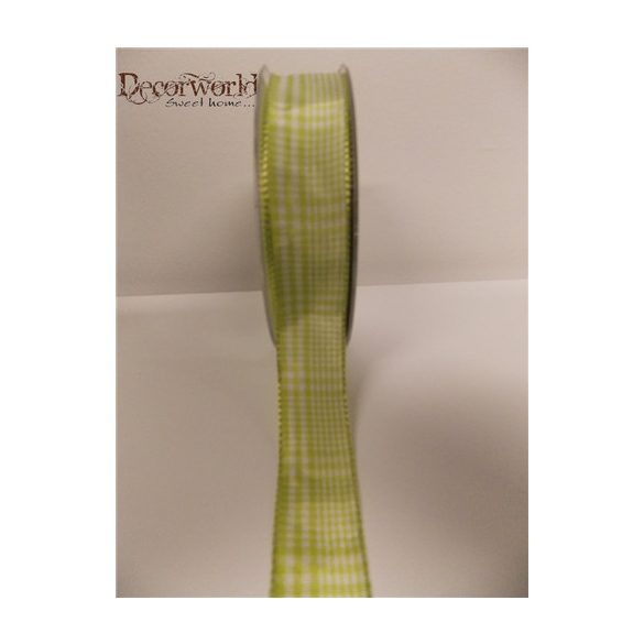 Textil szalag drótos kockás zöld-fehér 25mmx10m