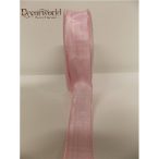 Textil szalag drótos kockás rózsaszín-fehér 25mmx10m