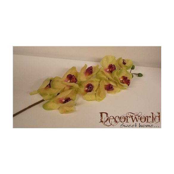 Selyemvirág cymbidium 9 fejes sárga-zöld