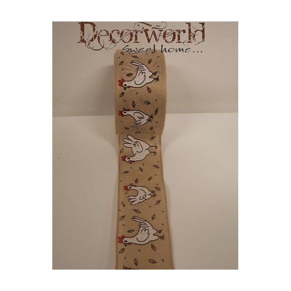 Mintás szalag Tyúk natúr 3,8mmx5m