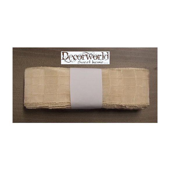Textil szalag 38mm/10m kockás krém/bézs