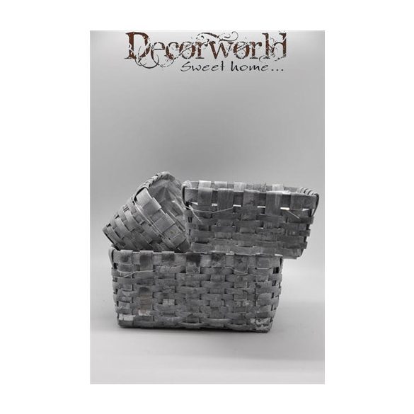 Kosár faapríték szürke 23x23x10cm