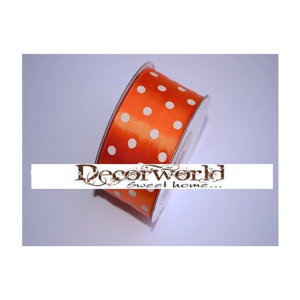 Szatén szalag pöttyös narancssárga 38mm x 12yard