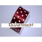 Szatén szalag pöttyös bordó 38mm x 12yard