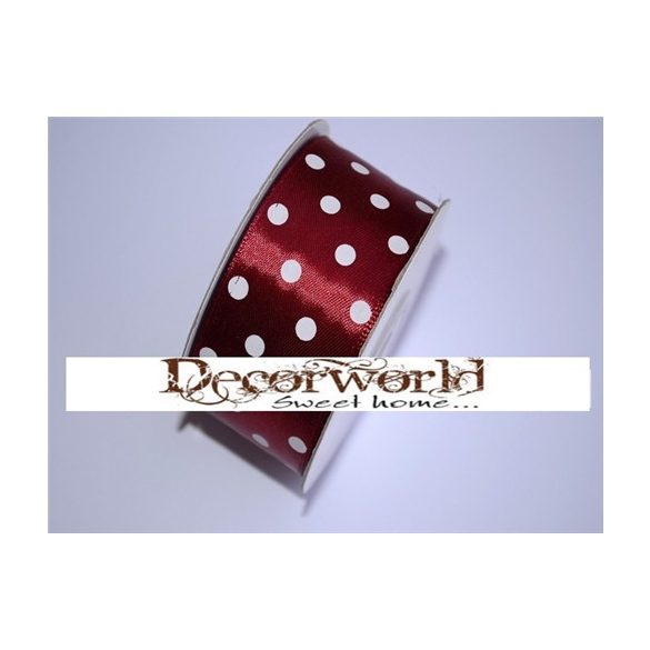 Szatén szalag pöttyös bordó 38mm x 12yard