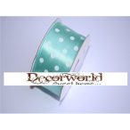 Szatén szalag pöttyös menta zöld 38mm x 12yard