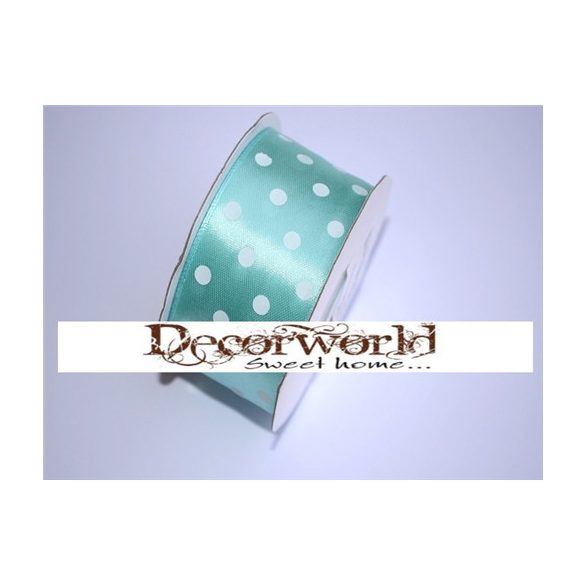 Szatén szalag pöttyös menta zöld 38mm x 12yard