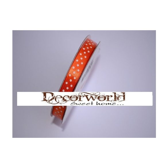 Szatén szalag pöttyös narancssárga 10mm x 12yard