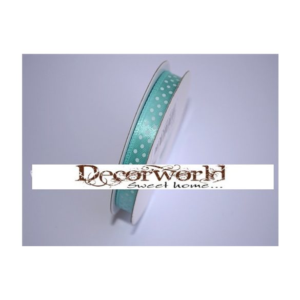 Szatén szalag pöttyös menta zöld 10mm x 12yard