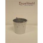 Vödör cink nyomott virág mintás fehér H10