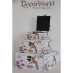 Doboz madár mintával 20x12x6,5cm kék-fehér-pink-zöld