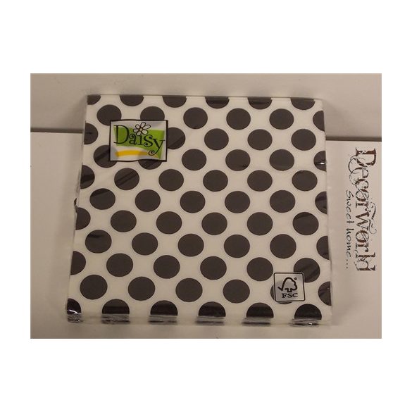 Daisy szalvéta 20db/cs fekete pöttyös