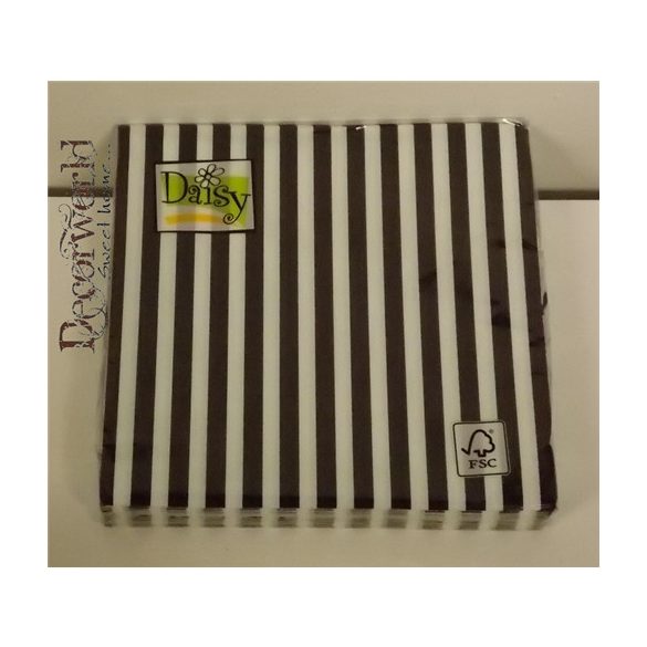 Daisy szalvéta 20db/cs fekete csíkos
