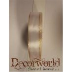 Szatén szalag 20mm x 25yard fehér, arany szegélyes