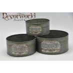 Kaspó kerek felirattal fém 14,5cm szürke kicsi