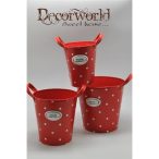 Kaspó füllel kerek pöttyös fém S-es