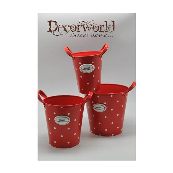 Kaspó füllel kerek pöttyös fém S-es