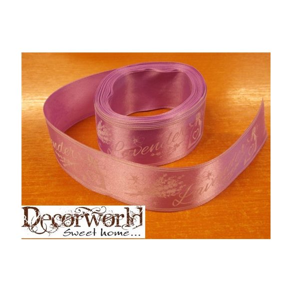 Szatén szalag mintás "Lavender" levendulalila 38mm x 12yard