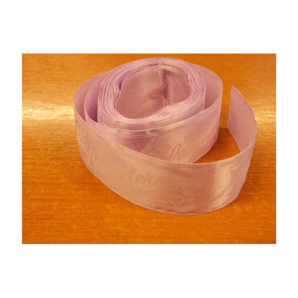 Szatén szalag mintás "Lavender" világos levendulalila 38mm x 12yard