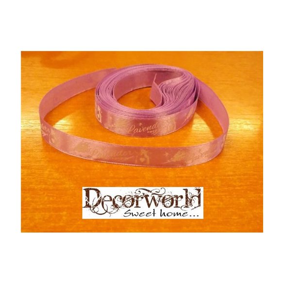Szatén szalag mintás "Lavender" levendulalila 10mm x 12yard