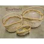 Kosár vessző füles juta/csipke szél mosott fehér S