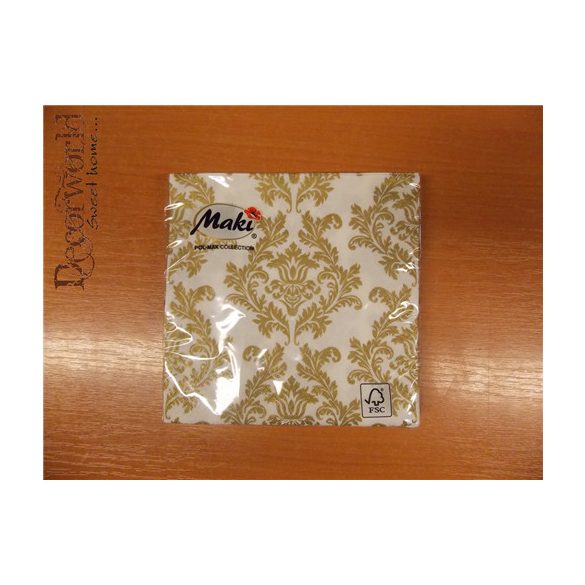 Maki szalvéta 20db/cs. Arany-Fehér Indamintás 33x33cm