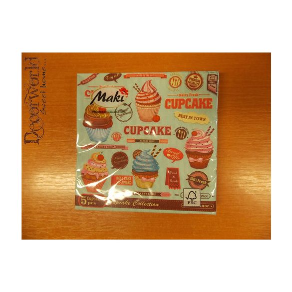 Maki szalvéta 20db/cs. Cupcake 33x33cm