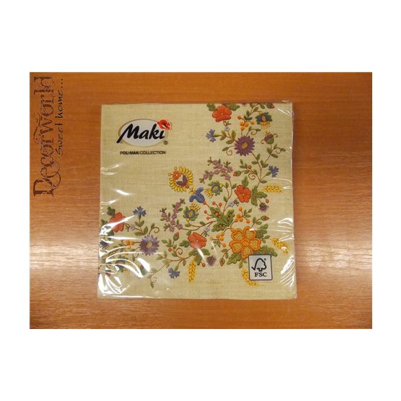 Maki szalvéta 20db/cs. Virágmintás 33x33cm