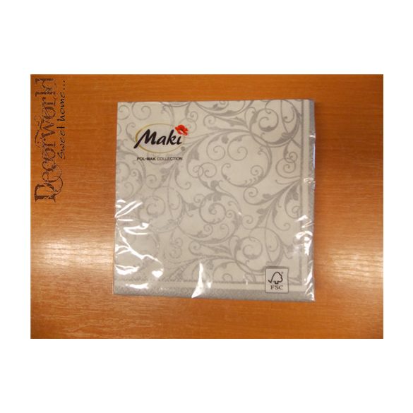 Maki szalvéta 20db/cs. Szürke-Fehér Indamintás 33x33cm