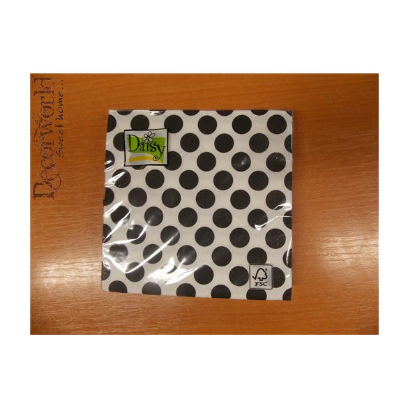 Daisy szalvéta 20db/cs fekete pöttyös