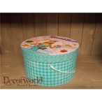 Doboz mintás kerek papír 25,5x13,5cm kék