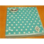 Maki szalvéta 20db/cs. menta, pöttyös 33x33cm