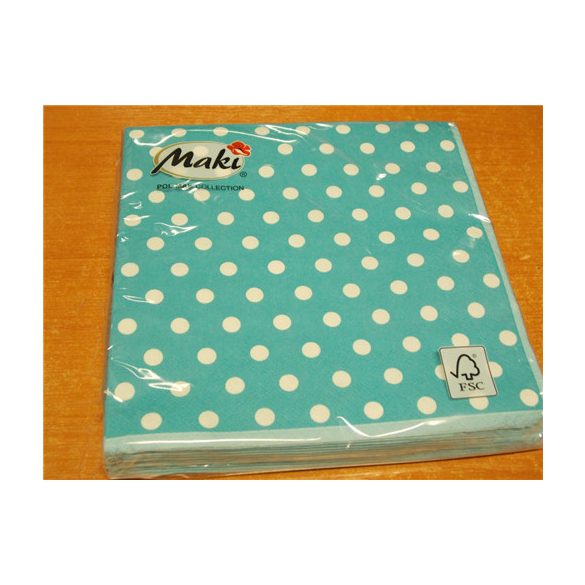 Maki szalvéta 20db/cs. menta, pöttyös 33x33cm