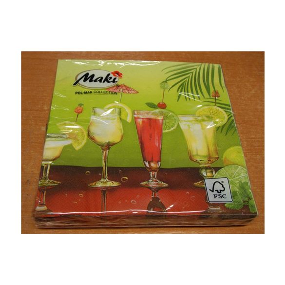 Maki szalvéta 20db/cs. koktélos 33x33cm