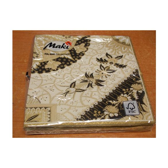Maki szalvéta 20db/cs. krém, barna, indamintás 33x33cm