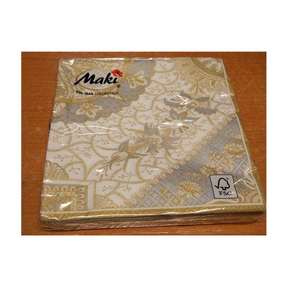 Maki szalvéta 20db/cs. krém, ezüst indamintás 33x33cm