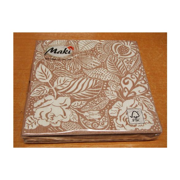 Maki szalvéta 20db/cs. fa mintás, rózsás 33x33cm