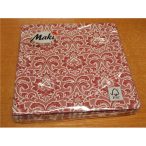 Maki szalvéta 20db/cs. piros, barokkmintás 33x33cm