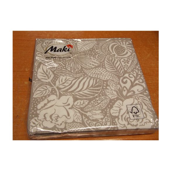 Maki szalvéta 20db/cs. fa mintás, rózsás 33x33cm