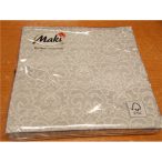 Maki szalvéta 20db/cs. ezüst, barokkmintás 33x33cm