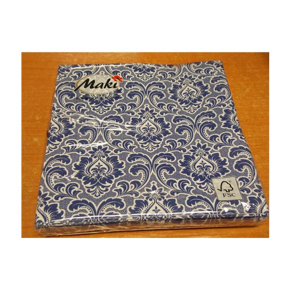 Maki szalvéta 20db/cs. kék barokkmintás 33x33cm